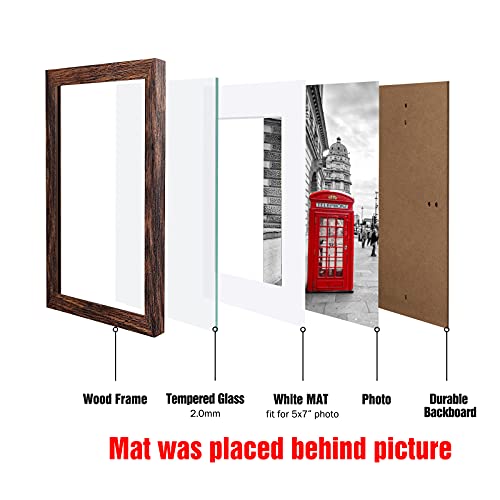 Baijiali 8X10 Picture Frame Distressed Farmhouse Wood Pattern Set Of 4 With Tempered Glass,Display Photos 5X7 With Mat Or 8X10 Without Mat, Horizontal And Vertical Formats For Wall And Table Mounting,Multicolour #TOP4