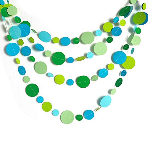 Blue Green Circle Dot Garland Bubble Streamer Spring Party Decoration Summer Under The Sea Pool Beach Ocean Bubble Hanging Bunting Banner Backdrop Mermaid Birthday Baby Shower Kids Room Party Decor #TOP2