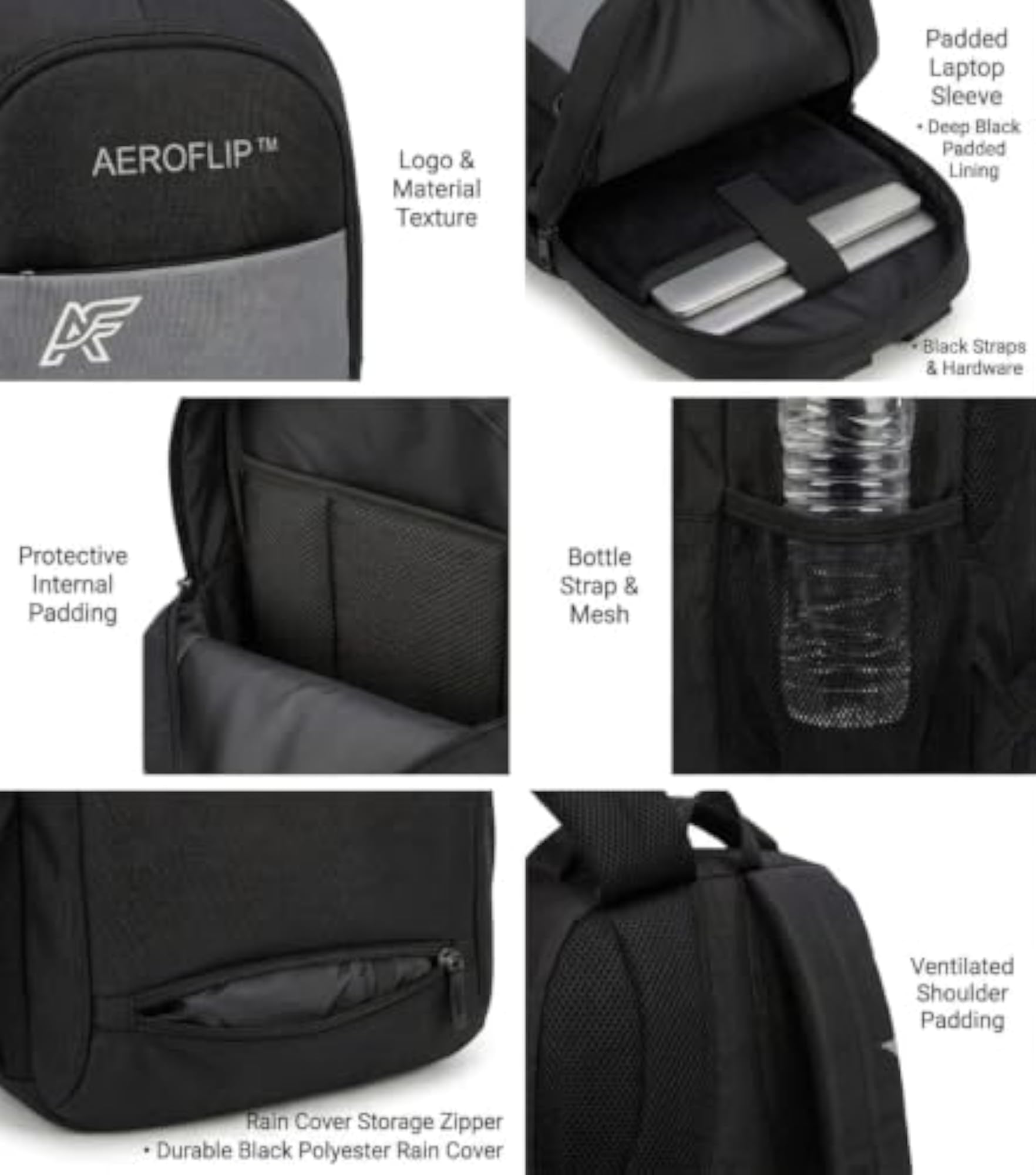 Unisex Laptop Backpack with Padded Laptop Sleeve, Multi-Compartment
