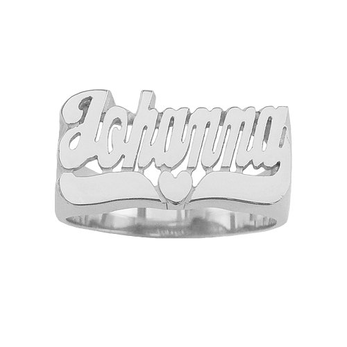 Lee106Z Personalized Gold (8.5Mm) Size Script Letter With Plain Heart Tail Name Ring (Yellow Gold 14K, 7) #TOP1
