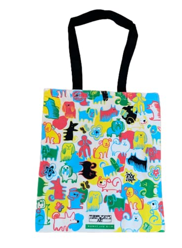 TURNOWSKY Sac en tissu de qualité supérieure avec superbe impression - Sac de courses en coton biologique, fabriqué en Allemagne, Chiens, Medium Cover