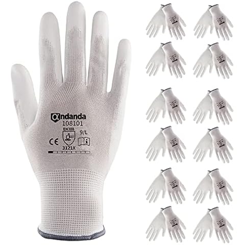 ANDANDA 12 Pairs PU Coated Safety Gloves Cover