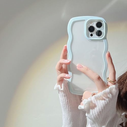 Image of COVERLY for iPhone 12 Pro Case Transparent Curly Wave TPU Cover,Cute Crystal Clear Curve Edge Slim Fit Stylish, Korean,Translucent Pretty Bumper Aesthetic Case for Apple iPhone 12 Pro (Pine Green)