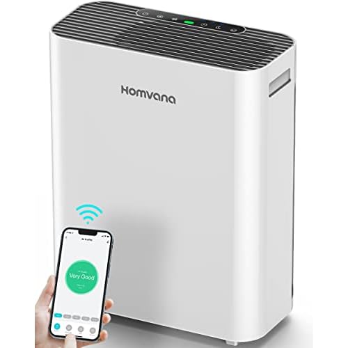 Homvana Smart Air Purifiers for Home Larger Room Bedroom Up to 1250 Sq Ft, H13 True HEPA Washable Filter with Air Quality Indicator (SilentAir Tech), Auto Mode, Remove 99.97% for Pets Allergies Smoker