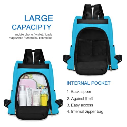Sac à dos fermeture éclair antivol dos et polyester bleu ciel - 3