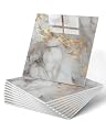WADILE 20pcs Waterproof Peel and Stick Marble Wall Tiles, 11.8"x11.8" Self-Adhesive PVC Panels for Bathroom, Kitchen, and Living Room Gold (Not Real Tile)
