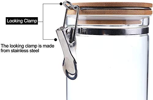 Kkc Clear Borosilicate Glass Food Storage Jar Canister Container With Airtight Locking Clamp Bamboo Lid,Coffee Bean,Loose Tea,Nut Container,Sealed Jar Hinged Lid For 16Oz Coffee Bean,40 Fluid-Oz #TOP4