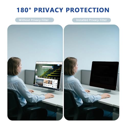 Image of 24 Inch Magnetic Computer Privacy Screen for 16:9 Widescreen Monitor, Removable Privacy Screen Anti Glare Blue Light Privacy Screen Monitor 24 inch, Anti-Scratch