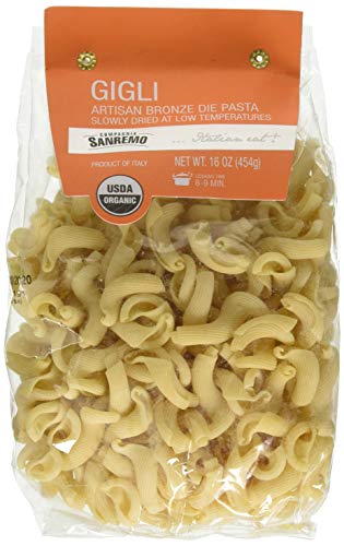 Compagnia Sanremo Pasta Sanremo Italian Organic Gigli Pasta - 100% Durum Wheat Semolina Gigli - 16 Oz (Pack Of 6) - Product Of Italy