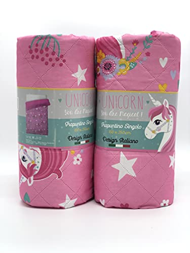 Riad Arredo Colcha individual primaveral de Disney suave microfibra   Colcha acolchada ligera para niños (unicornios)