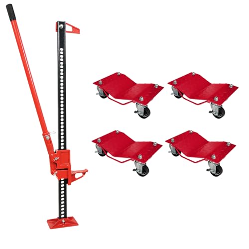 6000 LBS Capacity Heavy Duty Wheel Dolly Set - 4 Pcs Car Moving Dollies and 3 T (6,000 LB) Capacity 48 in Farm Jack- Heavy Duty Lifting and Transporti