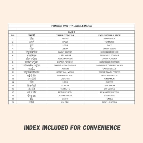 Desibels 136 Printed Indian Punjabi Bilingual Plus 40 Blank Kitchen Pantry Labels, Minimalist, Waterproof, Dishwasher-Safe, Easy to Remove and Re-Stick — view 3
