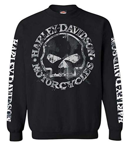 Harley-Davidson Men's Willie G Skull Sweatshirt, Black Crew Pullover 30296649