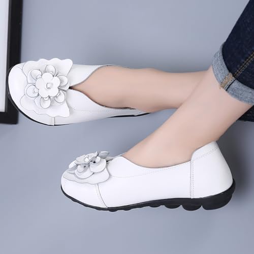 Image of MOYOWEI Women's Leather Slip On Loafers Colorful Flat Shoes