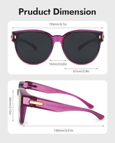 Meeloog Over Glasses Sunglasses for Women Polarized Stylish Large Shades Cover Glass Women Cateye Round UV400 for Driving4