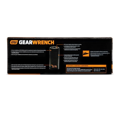 Image of GEARWRENCH 8 Piece 3 /8 inch Drive 6 Point SAE Hi-Viz Deep Impact Socket Set | 84915H