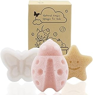 myHomeBody Konjac Baby Sponge for Bathing, Cute Shapes Natural Kids Bath Sponges for Infants, Toddler Bath Time, Natural and Safe Plant-Based Konjac Baby Bath Toys, 3pc. Set: Butterfly, Ladybug, Star