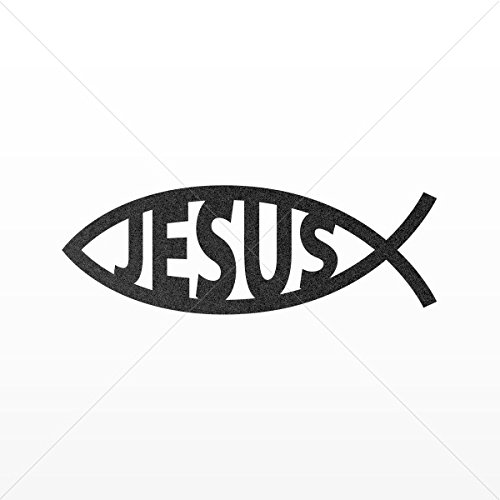 Decal Jesus Fish Decor Motorbike Bicycle Vehicle Atv Racing Garage Mettalic Black (6 X 2.06 In) #TOP7