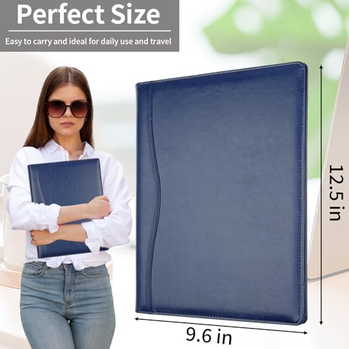 Image of Professional Padfolio Portfolio Binder, Faux Leather, Blue