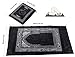 Hitopin 2 Pieces 60cm*100cm Travel Prayer Mat with Compass, Portable Polyester Prayer Rug, Islamic Waterproof Prayer Mat, for Ramadan Gifts, Islamic Prayer (Green, Black)