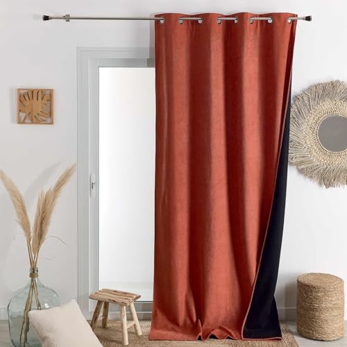 Home Maison QABANE - Rideau Thermique Phonique KONFOR - Flanelle Polyester - Occultant Isolant Froid et Bruit - Chambre Salon Bureau - 8 Oeillets - 140 x 260...