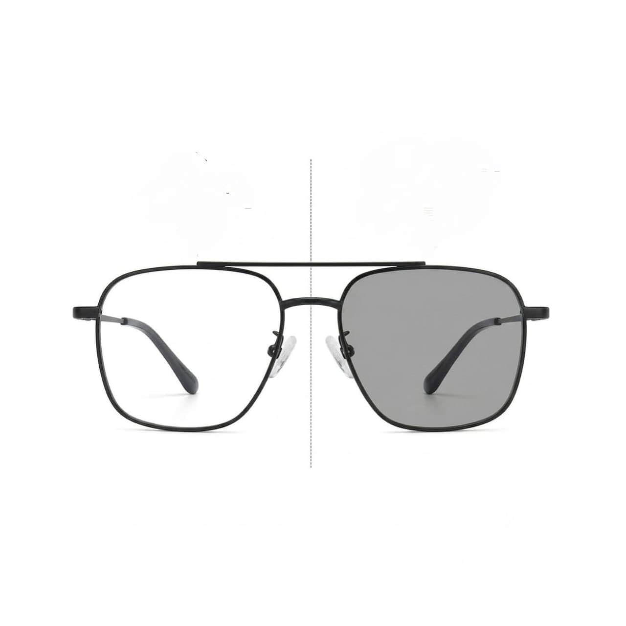 Photochromic Aviator Glasses, Square Metal Frame, Matte Black-picture-58