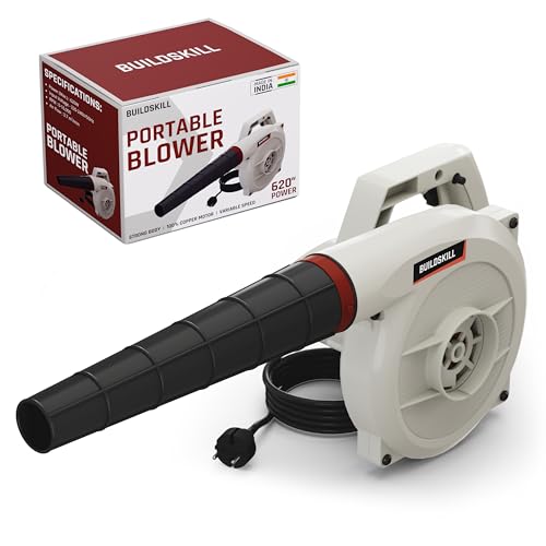 Image of BUILDSKILL 620W Air Blower Machine | 16000 RPM 1.5 kg Heavy Duty Copper Armature Air Blower with Variable Speed | Air Flow of 3.7 m3 /min | Suitable for Large & Small Areas | 3 Meter Long Wire - Grey