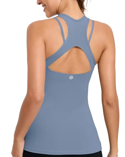 Image of RUNNING GIRL Tank Tops with Built in Bras,Workout Racerback Tank Tops for Women Athletic Yoga Top