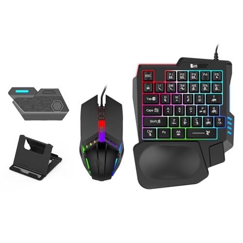 Gugxiom One Hand RGB Gaming Keyboard and Mouse Combo, Half...