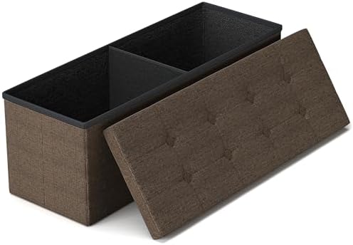 GLAXYFUR 110 cm Stroage Ottoman Bench, Folding Storage Chest, Lin...