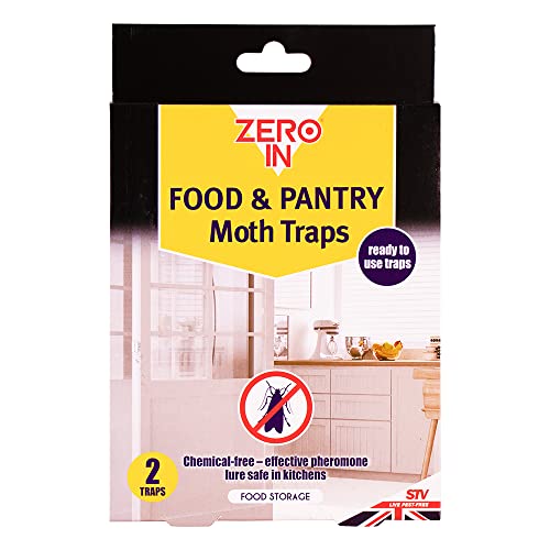 Zero In Food & Pantry Moth Trap – Twinpack Non-Toxic, Pheromone Insect Trap to Attract and Trap Pantry Moths, Suitable for Kitchens, Lasts 6 – 8 weeks