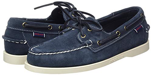 Image of Sebago Men's Docksides Portland Suede Boat Shoes, Blue Blue Navy 908, 8