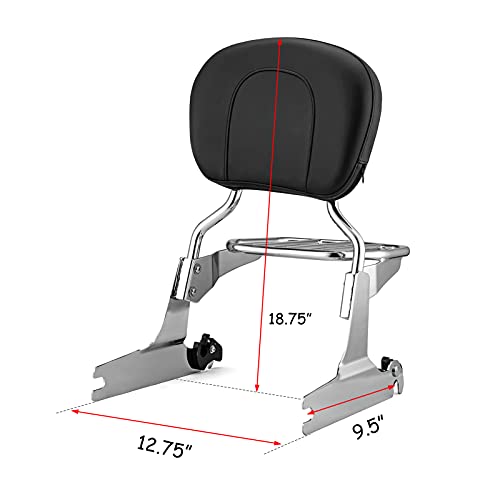Mofun Passenger Backrest Sissy Bar And Luggage Rack Fit 200Mm Fender (Large Pad) Chrome Standard Height Compatible With 2006-2017 Harley Softail Flstf Fxstb Fxst Etc #TOP1
