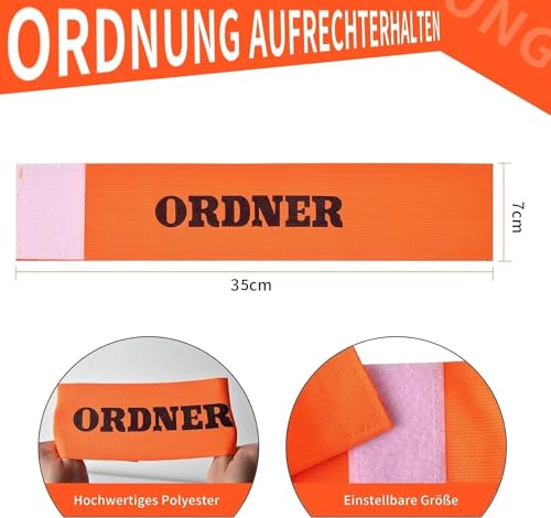 jiawaggag 10 Stück armbinden Klett Ordnerbinden Binde Armband Armbinde neon Ordner armbinden Set Fluoreszierendes Orange Trainingsausrüstung und Spiel Zubehör
