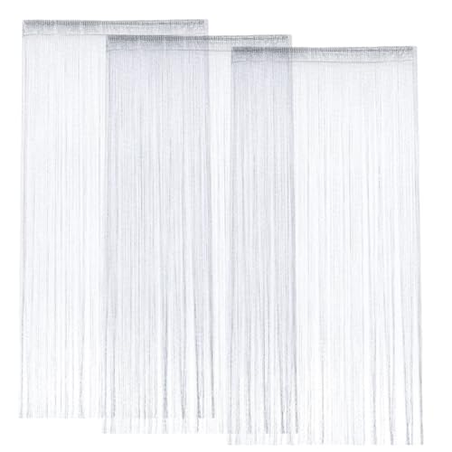 GOEDCH 3 Stück Fadenvorhang Türvorhang: 100x200cm Weiß Glitzer...
