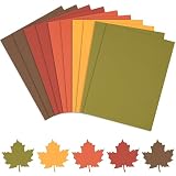 AnyDesign 50 Sheet Assorted Autumn Card Stock Paper Red Yellow Green Brown Colored Scrapbook Paper for DIY Maple Leaves Card Making Fall Thanksgiving School Office Home Supplies, 8.5 x 11 Inch