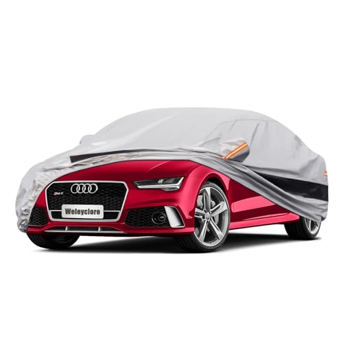 Image of 10 Layers Saloon Car Cover Waterproof Breathable Large,100% Waterproof Outdoor Car Covers Rain Snow UV Dust Protection Custom Fit for Audi A8, Mercedes-Benz S-Class, BMW 7 Series, Etc.