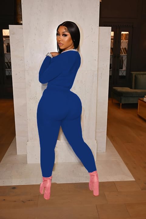 HBQ Womens 2 Piece Outfits Tracksuits Long Sleeve Tunic Tops Bodycon High Waist Leggings Pants - Image 4