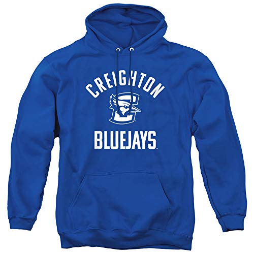 Creighton University Official One Color Bluejays Logo Unisex Adult Pull-Over Hoodie,Royal Blue, X-Large