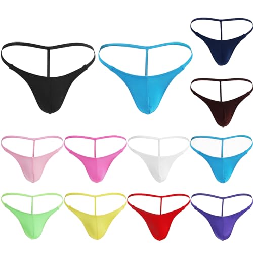 Men's String Thong Sexy Enhancing Pouch Thong Lingerie Underpants Male Mini T-back Bikini Panties (One Size)