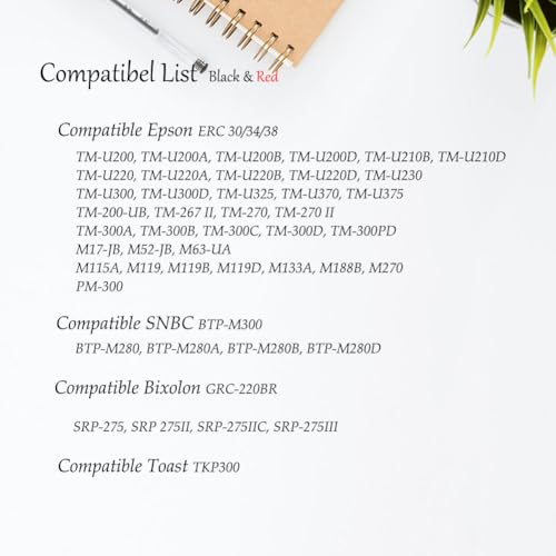 Cinta entintada para Epson ERC30 ERC34 ERC38 compatible con Bixolon GRC-220BR 2