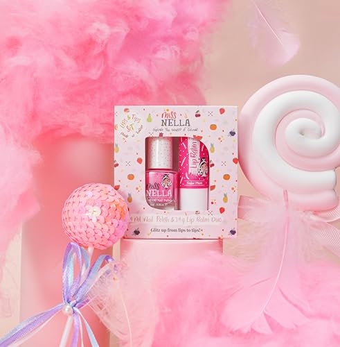 Miss Nella Lakier do paznokci + balsam do ust zestaw (SUGAR PLUM + CHERRY MACAROON)
