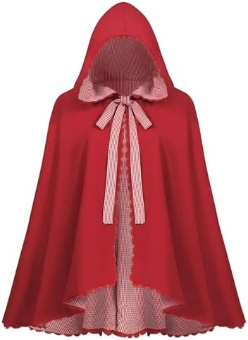 Little Red Riding Hood Cape Women,Red Cloak Costume for Women,Hal...