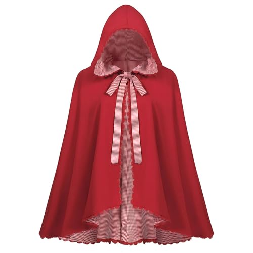 SightYoung Little Red Riding Hood Cape Women,Red Riding Hood Costume for Women Short,Halloween Christmas Costume,25.5inch