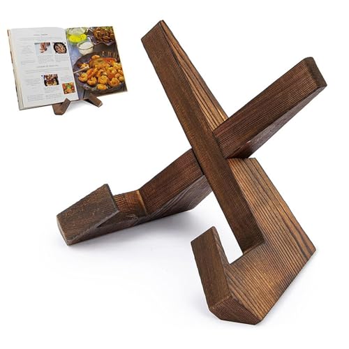 Wooden Cookbook Stand for Kitchen – Recipe Book Stand & Display Holder for Cook Book, Greeting Card, Sheet Music – Multipurpose Plate Stand for Display & Gift for Home Cooks