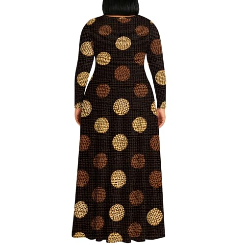 Image of PinkPatty Plus Size Maxi Dresses for Women Long Sleeve Crew Neck Sundress Casual Fall Dress with Pockets