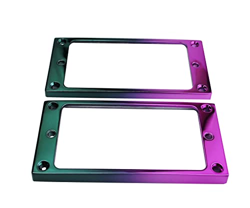 Guyker Flat Metal Humbucker Pickup Mounting Ring Set - Bridge Neck Pickups Cover Frame Replacement Part For Electric Guitar Or Precision Bass(2Pcs, Purple) #TOP3