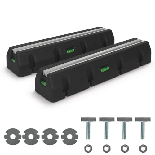 ENVIRON Dämpfsockel für Wärmepumpe/Klimaanlage | mit Wasserwagen und massivem Befestigungs-Set | 2 Stück | UV-beständig 700kg belastbar (600 mm) | Bodenkonsole Antivibrationsfüße