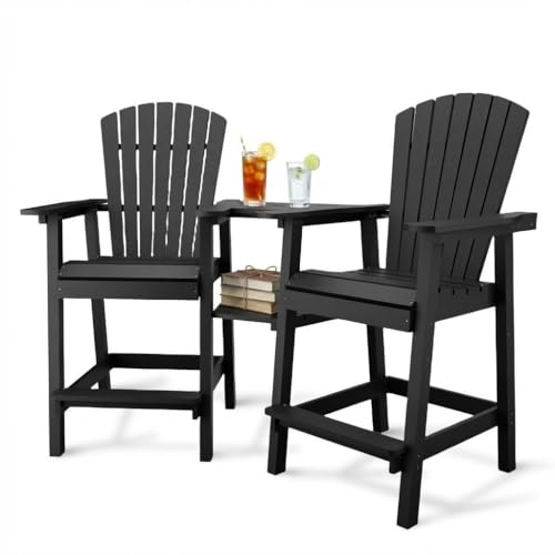 GAOMON Tall Adirondack Chairs Set of 2, Recycled HDPE Bar Height Patio Chairs with 2 Removable...