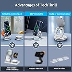 3 in 1 Charging Station for Apple Magsafe Travel Charger for Multiple Devices Aluminum Foldable Magnetic Wireless Charger with 360 Rotating for iPhone 17/16/15/14/13/12 Series,for iWatch,for Airpods - Image 2